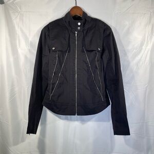 Quiksilver Moto Jacket Womens Full Zip Biker Outerwear Black Size Large NWOT